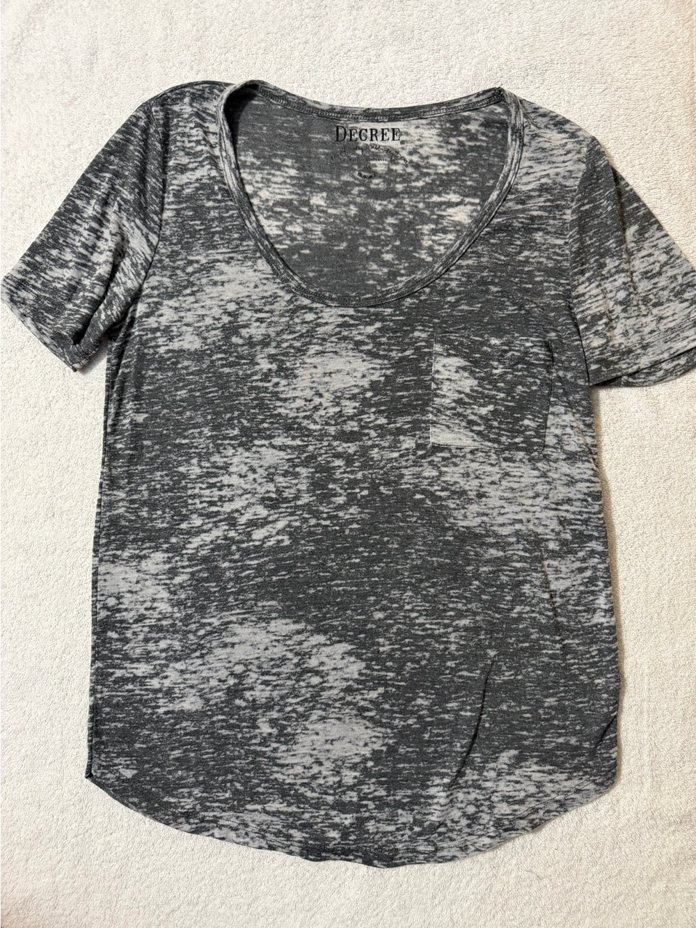 Decree Burnout Marbled Scoop Neck Pocket Tee Basic Layer Skater Goth Grunge Edgy